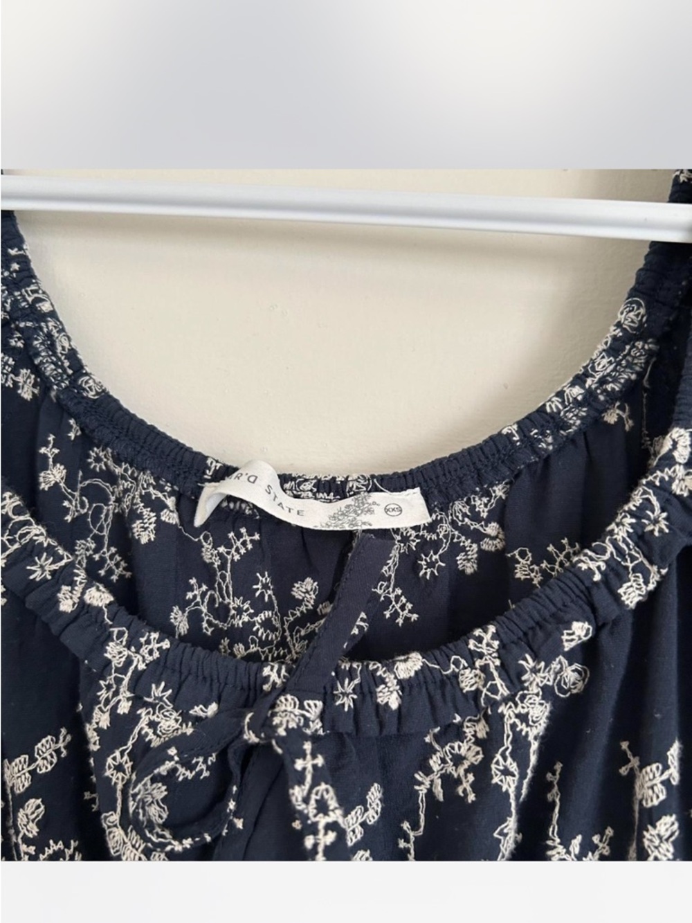 Altar'd State Navy with White Floral Embroidery dress